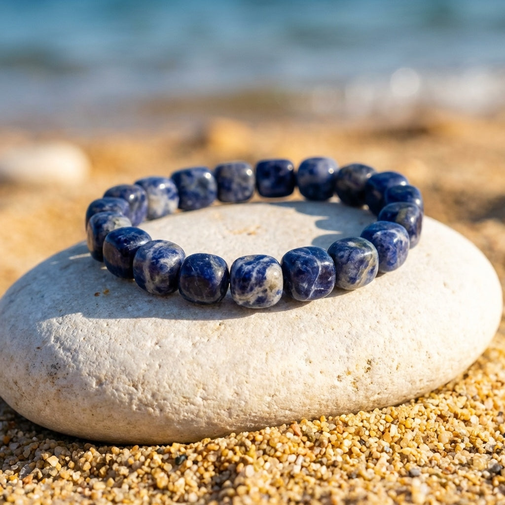 Inner Peace & Communication Tumble Bracelet | Sodalite Stone - For Men | Includes: Bracelet