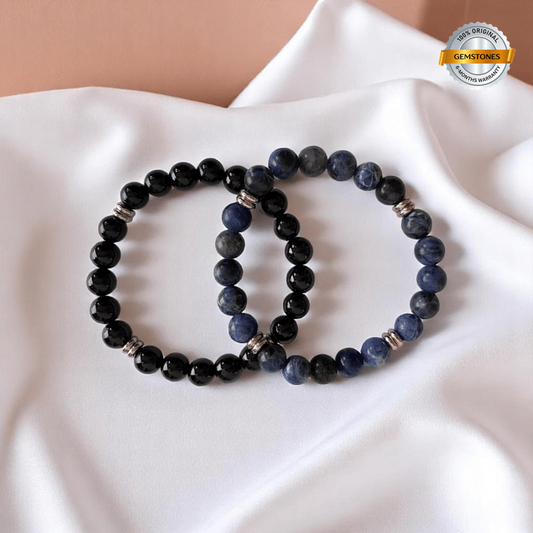 Dual Harmony Bracelets | Obsidian & Sodalite - For All | Includes: Bracelets (Set of 2)