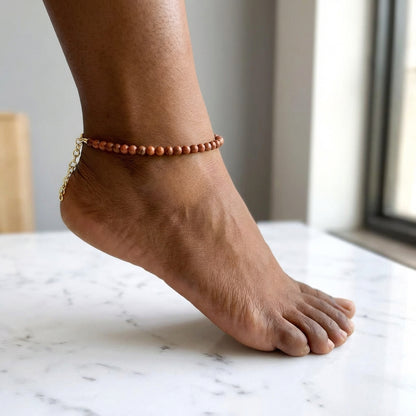 Sunkissed Trail Anklet | Mahogany Obsidian Stone - For Women | Includes: Anklet
