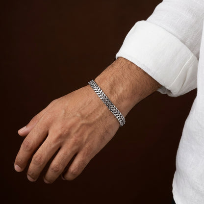 Modern Weaved Regular Flexi 6MM Steel Bracelet | TITANIUM STEEL- For Men | Includes: Bracelet