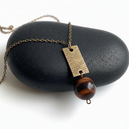 Dainty Bronze Scale Necklace | Red Tiger Eye - For Women | Includes: Necklace