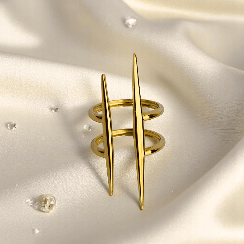 Edgy Spiked Ring | PVD 18K Gold Plated, Stainless Steel, Water Proof - For Women | Includes: Ring