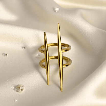 Edgy Spiked Ring | PVD 18K Gold Plated, Stainless Steel, Water Proof - For Women | Includes: Ring