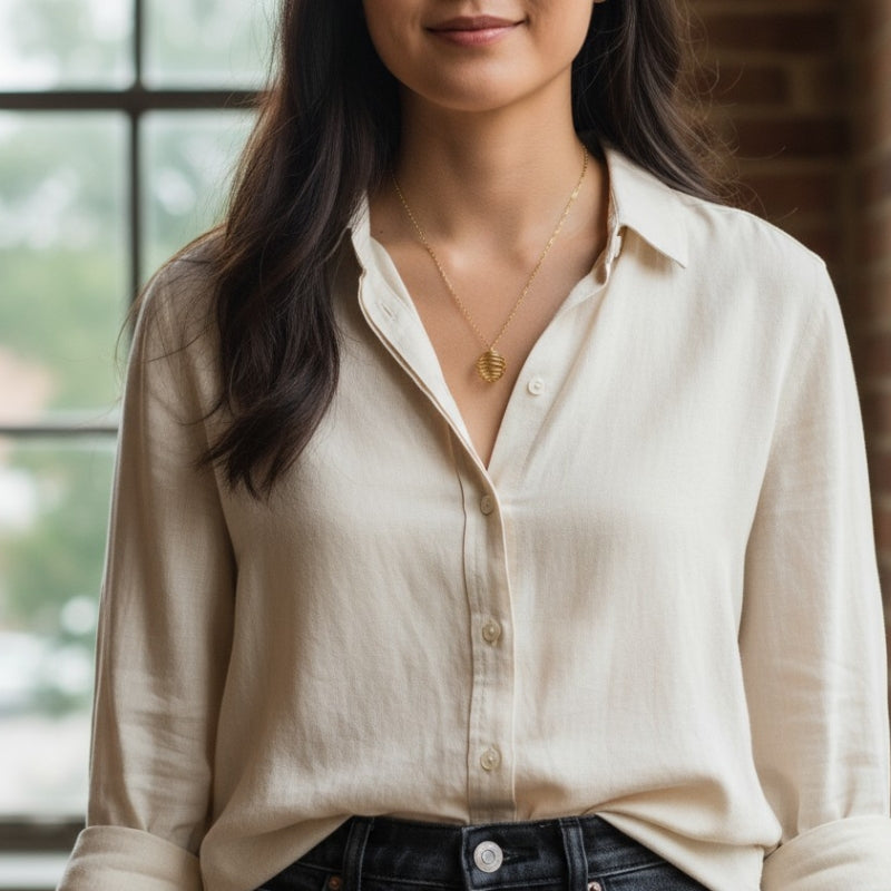 Chunky Whirl Mystic Golden Necklace | Black Obsidian - For Women | Includes: Necklace