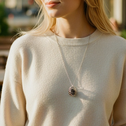 Dainty Whirl immunity Silverish Necklace | Garnet Stone - For Women | Includes: Necklace