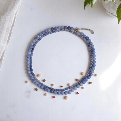 Double Layered Skyhunter Necklace | Blue Aventurine Stone - For Women | Includes: Necklace (Set Of 2)