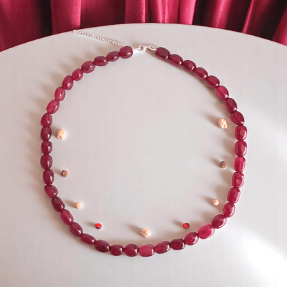 Ruby Soul Necklace | 925 Silver & Red Onyx Stone  - For All | Includes: Necklace