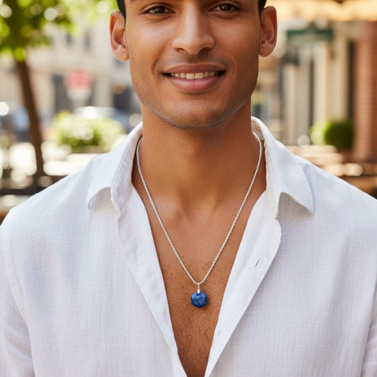 Sodalite Hexagon Men's Necklace | Sodalite Stone - For Men| Includes: Necklace