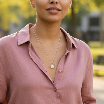 Dainty Whirl Rosy Silverish Necklace | Rosae Quartz - For Women | Includes: Necklace