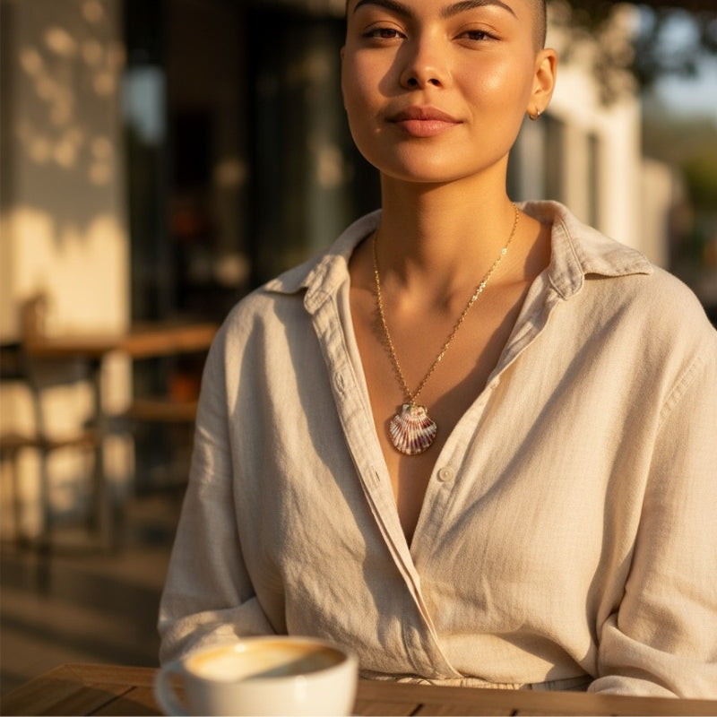 Calico scallop Necklace | Calico scallop Shell- For Women | Includes: Necklace