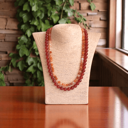 Double Layered Vibrant Onyx Carnelian Necklace | Onyx & Carnelian - For Women | Includes: Necklace (Set Of 2)