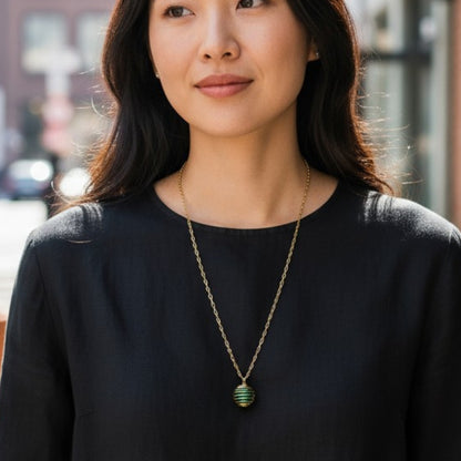 Dainty Whirl Clarity Golden Necklace | Aventurine Stone - For Women | Includes: Necklace