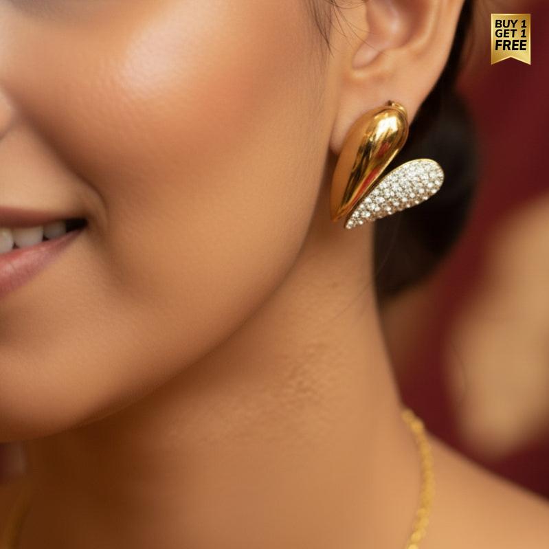 Zircon Heart Earring | 18K PVD Gold Plated - For Women | Includes: Earring
