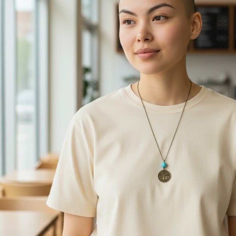 Tree of Life Turquoise Necklace | Brass & Turquoise - For Women | Includes: Necklace