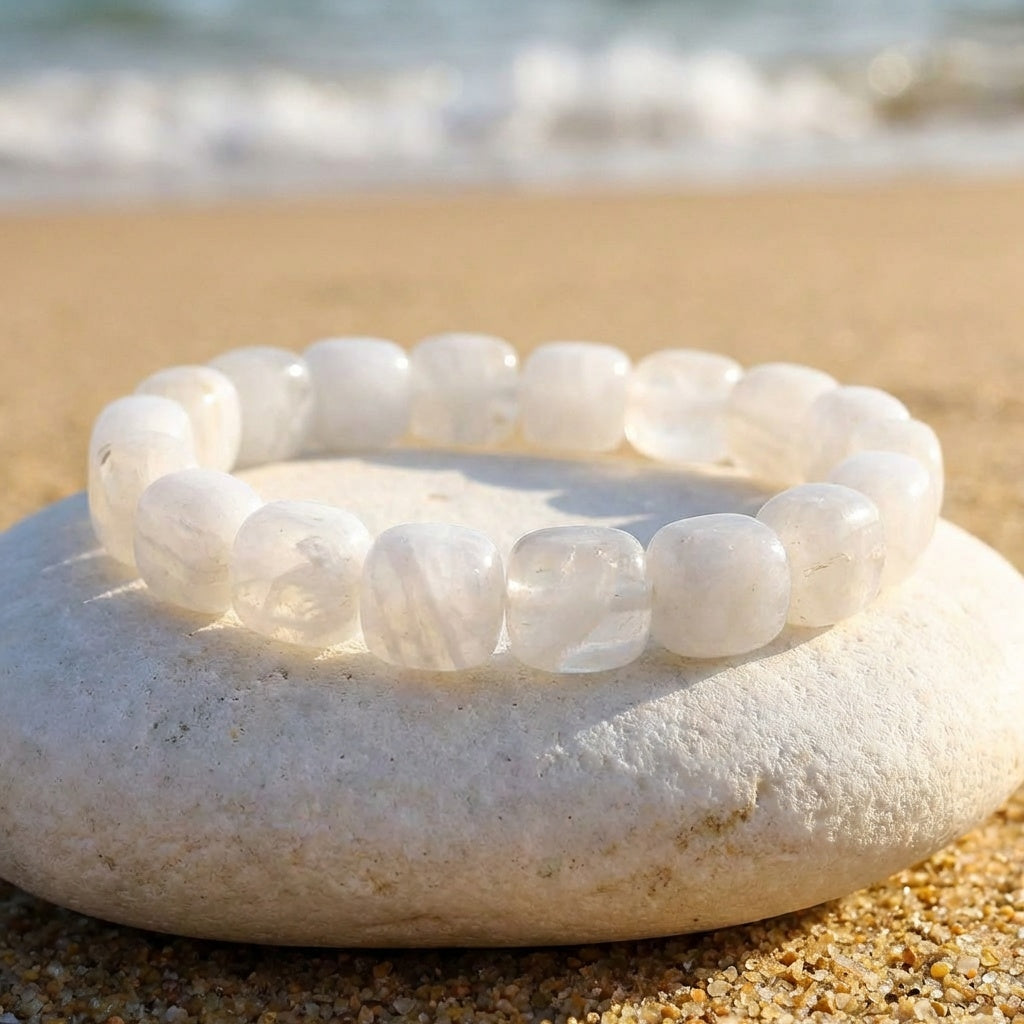 Balance & Harmony Tumble Bracelet | White Agate Stone - For Men | Includes: Bracelet