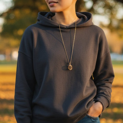 Chunky Whirl Mystic Golden Necklace | Black Obsidian - For Women | Includes: Necklace