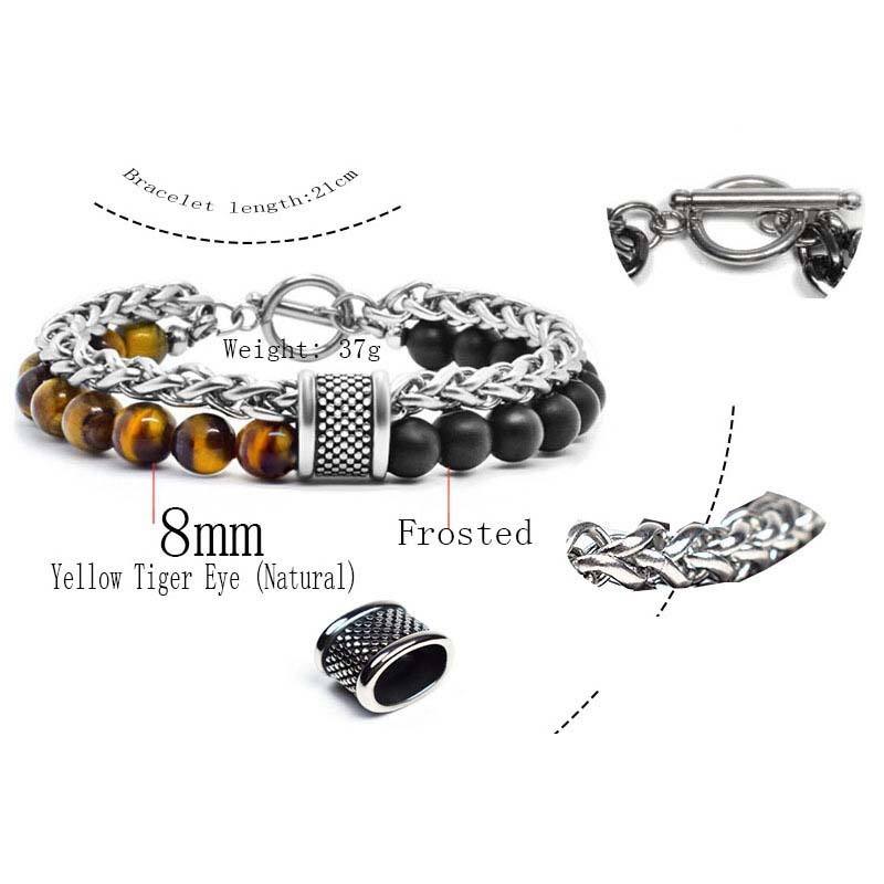 Power Dual Layer Bracelet | Tiger Eye Lava Stone - For Men | Includes: Bracelet