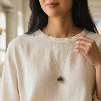 Chunky Whirl Courage Silverish Necklace | Tiger Eye - For Women | Includes: Necklace