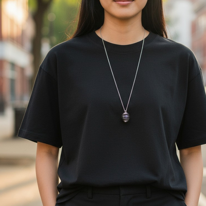 Dainty Whirl immunity Silverish Necklace | Garnet Stone - For Women | Includes: Necklace