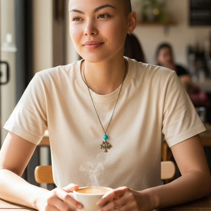 Tree Turquoise Necklace | Brass & Turquoise - For Women | Includes: Necklace