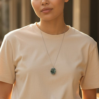 Chunky Whirl Silverish Nature Necklace | Tree Agate- For Women | Includes: Necklace