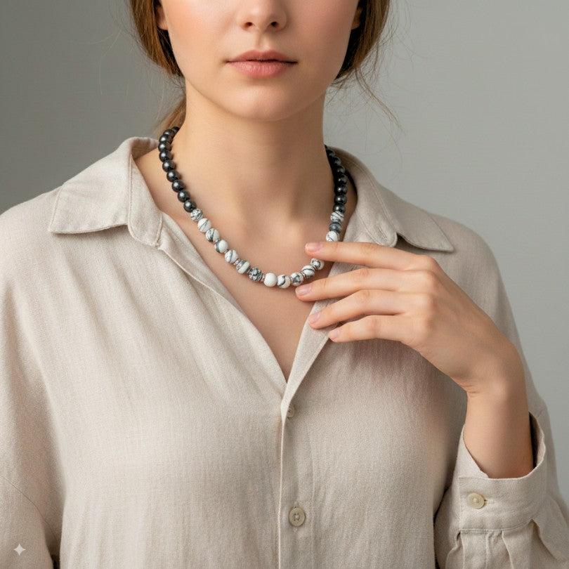 Serpent Glow Necklace | Black Web Jasper Stone - For All | Includes: Necklace