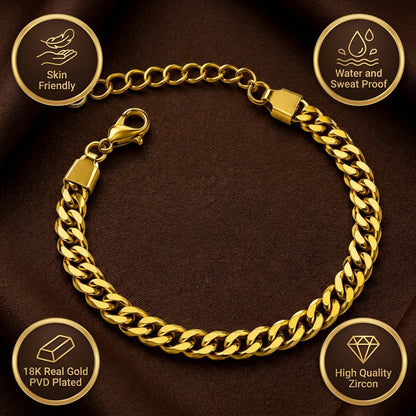 Lean Weave Design Flexi Golden 6MM Regular Bracelet | 18K PVD Gold Plated- For Men | Includes: Bracelet