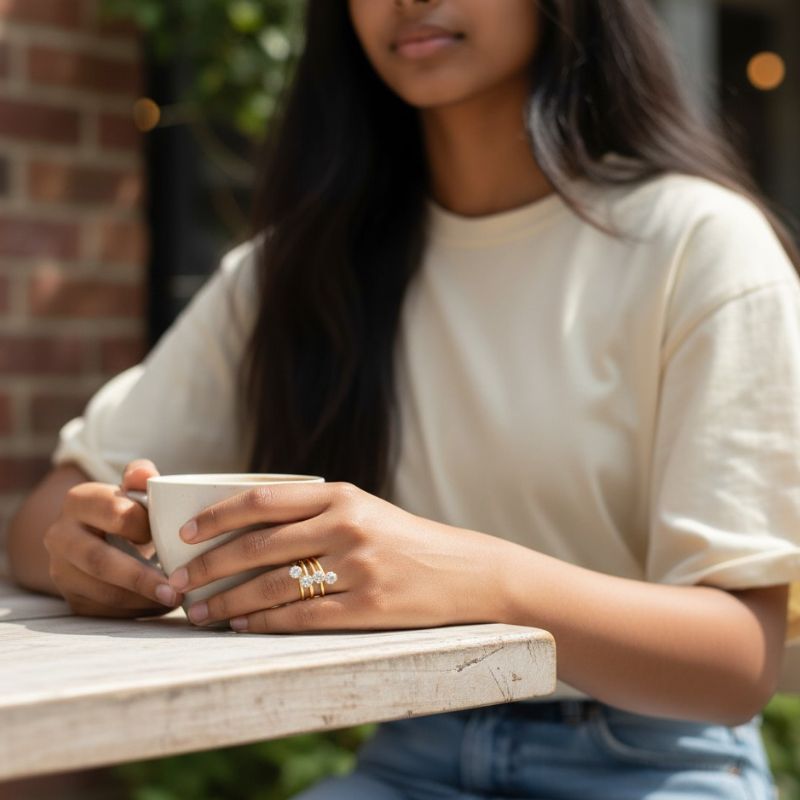 Triple Layer Zircon Adjustable Ring | 18K PVD Gold Plated- For Women | Includes: Ring