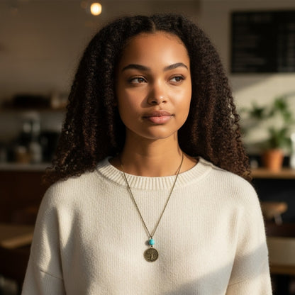 Tree of Life Turquoise Necklace | Brass & Turquoise - For Women | Includes: Necklace
