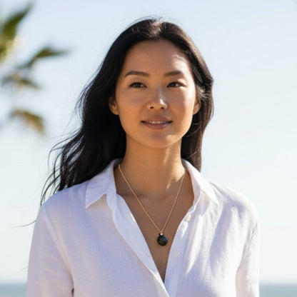 Black calico scallop Necklace | Natural Scallop - For Women | Includes: Necklace