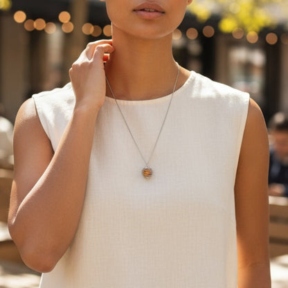 Dainty Whirl Amber Silverish Necklace | Yellow Crystal - For Women | Includes: Necklace