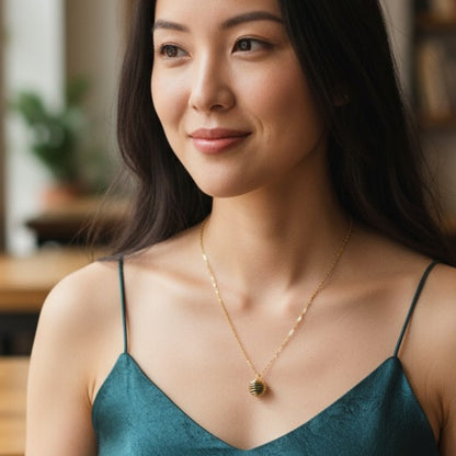 Dainty Whirl immunity Golden Necklace | Garnet Stone - For Women | Includes: Necklace