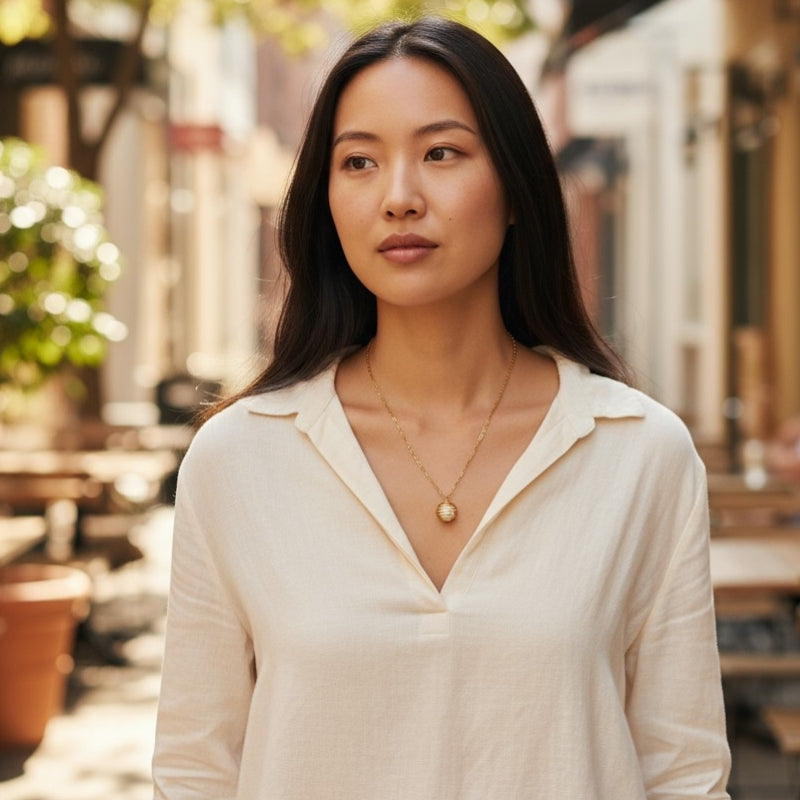 Dainty Whirl Rosy Golden Necklace | Rose Quartz - For Women | Includes: Necklace