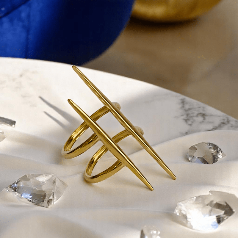 Edgy Spiked Ring | PVD 18K Gold Plated, Stainless Steel, Water Proof - For Women | Includes: Ring