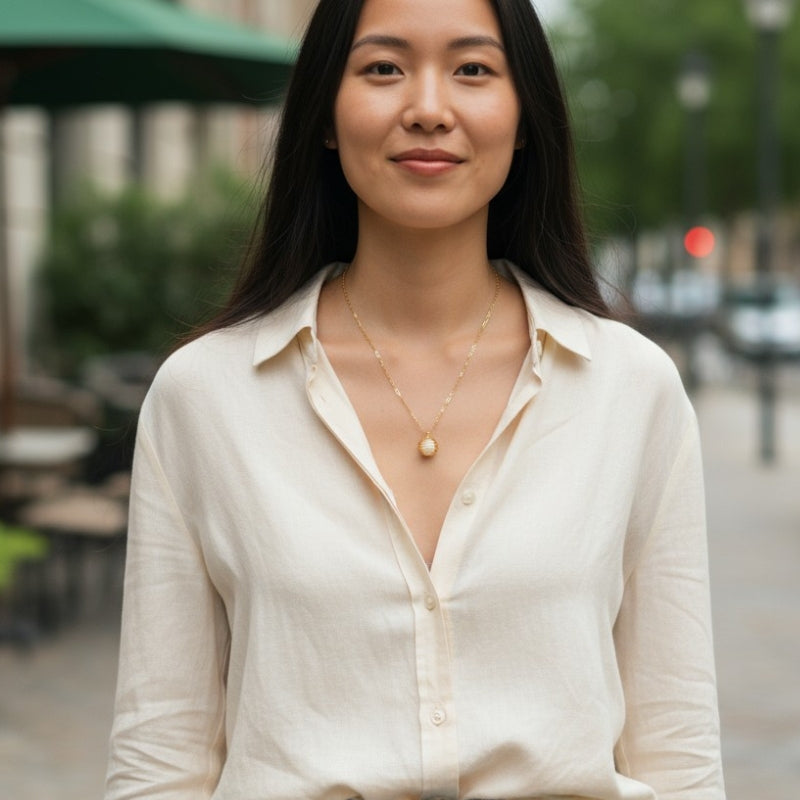 Dainty Whirl Rosy Golden Necklace | Rose Quartz - For Women | Includes: Necklace