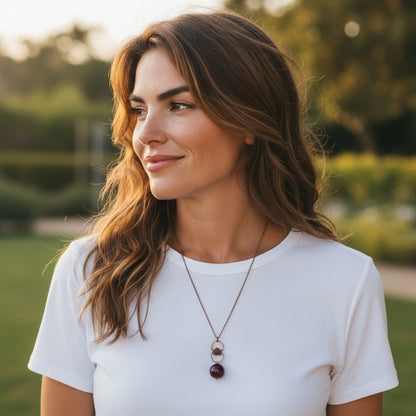 Dainty Bronze Hook Necklace | Red Tiger Eye - For Women | Includes: Necklace