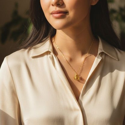 Dainty Whirl immunity Golden Necklace | Garnet Stone - For Women | Includes: Necklace