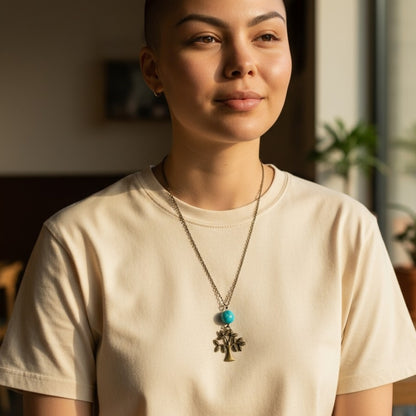 Tree Turquoise Necklace | Brass & Turquoise - For Women | Includes: Necklace