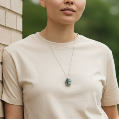 Chunky Whirl Silverish Nature Necklace | Tree Agate- For Women | Includes: Necklace