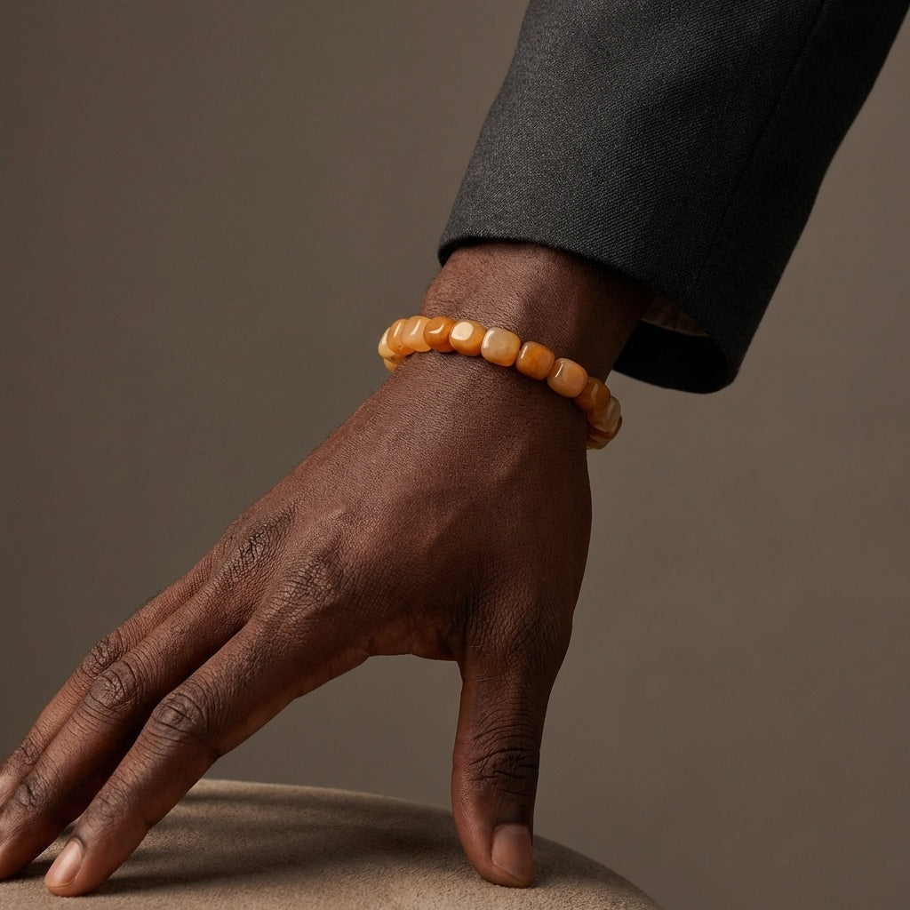 Prosperity & Joy Tumble Bracelet | Yellow Jade Stone - For Men | Includes: Bracelet
