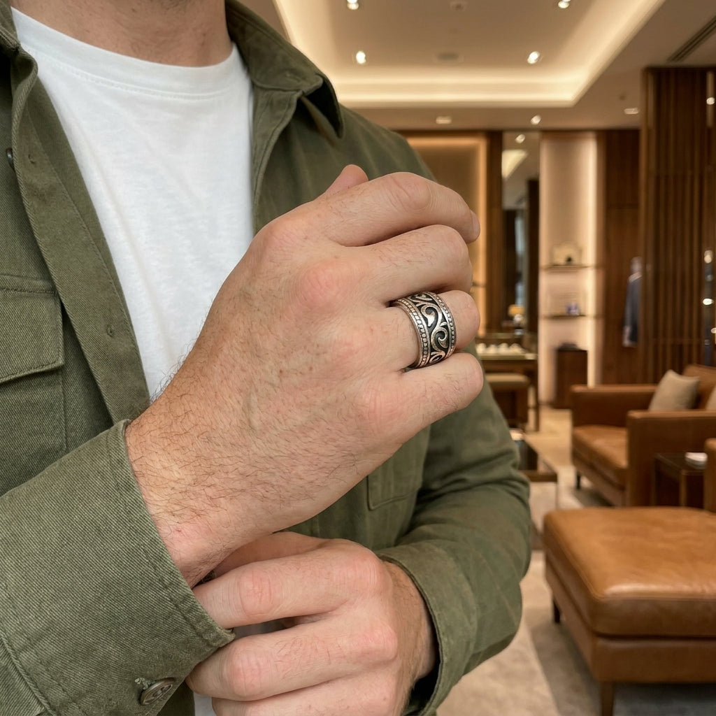 Heritage Designer Titanium Steel Ring | PVD Plated– For Men | Includes: Ring
