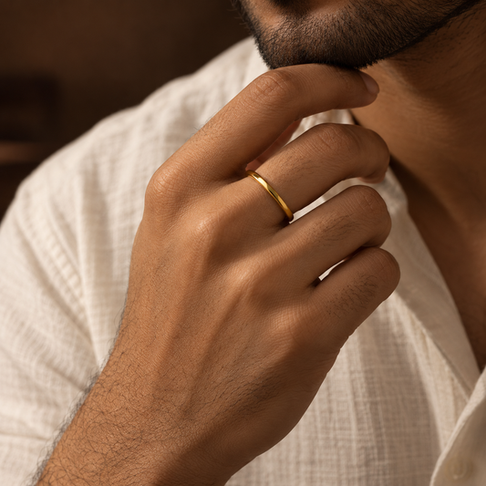 Everyday Ring with REAL GOLD Finish (2mm) | 18K PVD Gold Plated– For Men | Includes: Ring