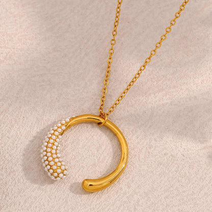 Chic Semi Round Necklace | 18K PVD Gold Plated - For Women | Includes: Necklace