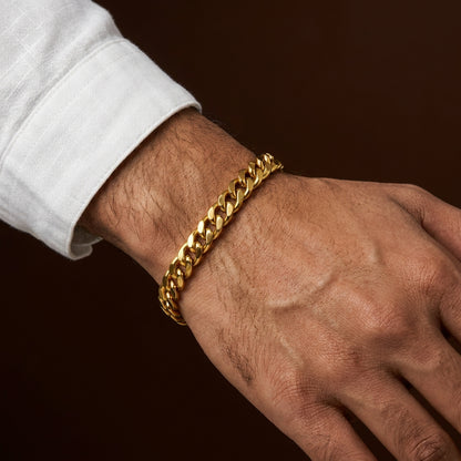 Lean Weave Design Flexi Golden 6MM Regular Bracelet | 18K PVD Gold Plated- For Men | Includes: Bracelet