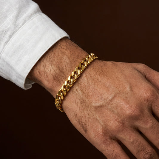 Lean Weave Design Flexi Golden 6MM Regular Bracelet | 18K PVD Gold Plated- For Men | Includes: Bracelet