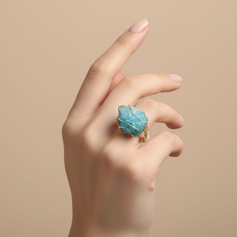 Aqua Luxe Ring | Aquamarine & PVD Gold - For Women | Includes: Ring