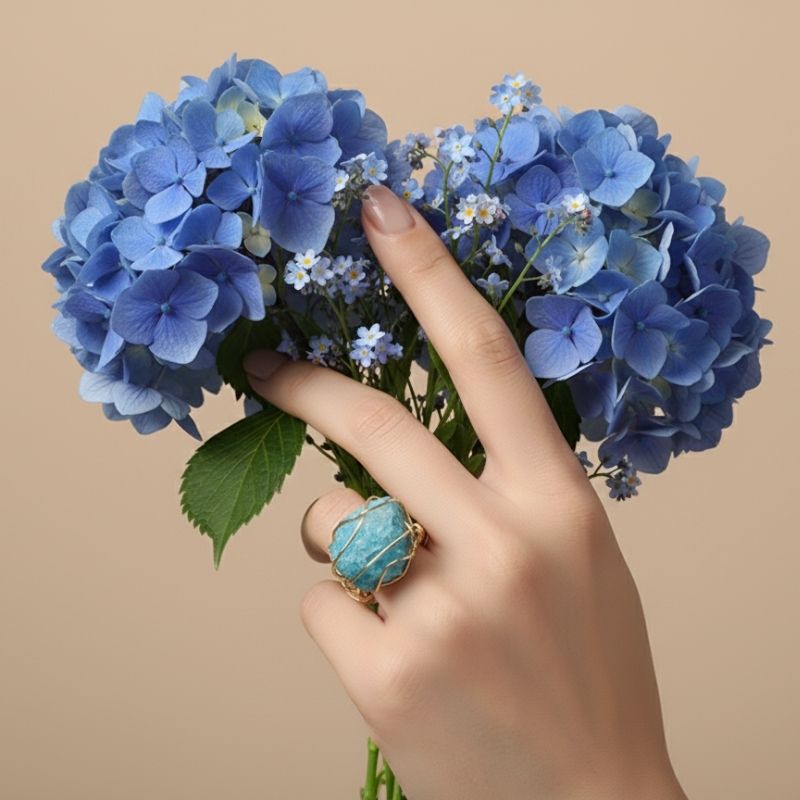 Aqua Luxe Ring | Aquamarine & PVD Gold - For Women | Includes: Ring