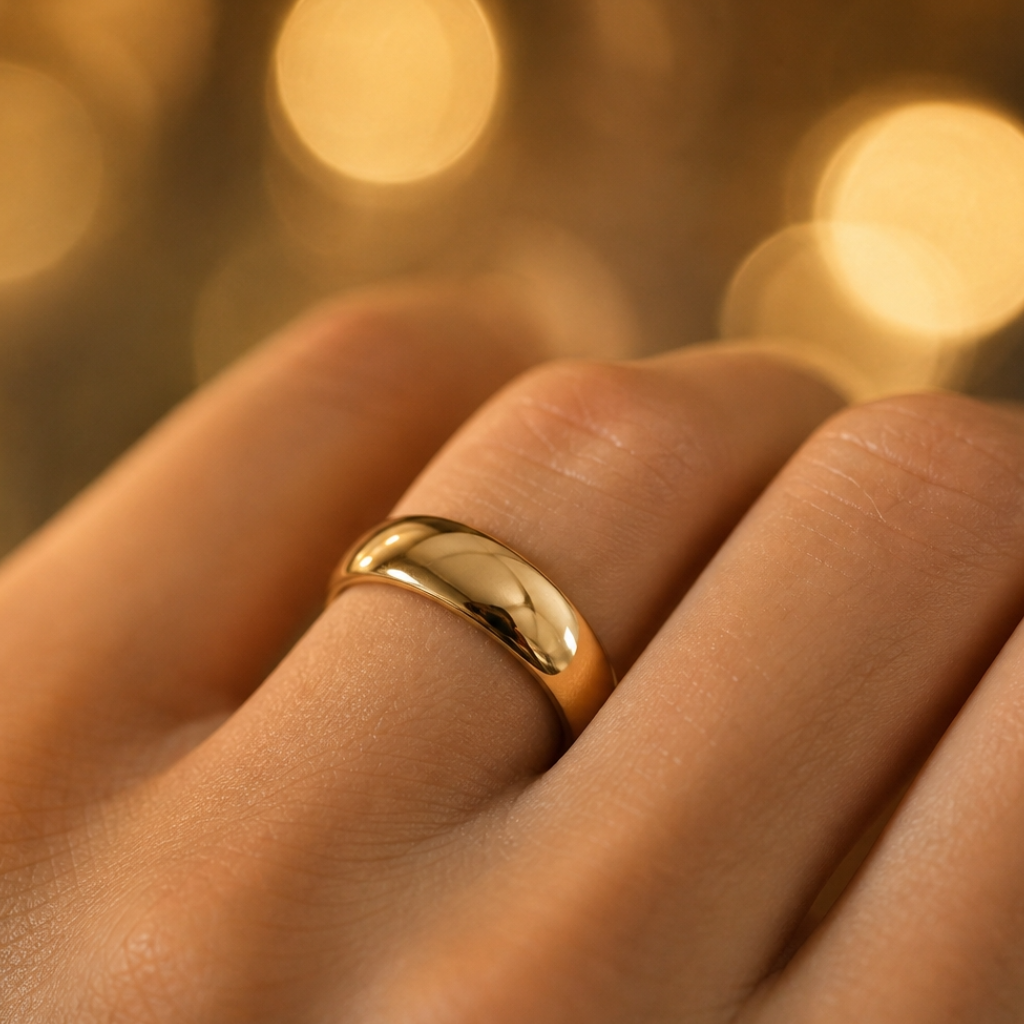 Everyday Ring with REAL GOLD Wide Finish | 18K PVD Gold Plated– For Women l Includes: Ring