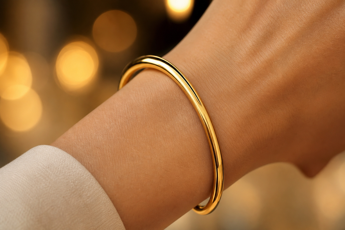 Minimal POLISHED OPEN CUFF Bracelet | Gold-Tone - For Women | Includes: Bracelet