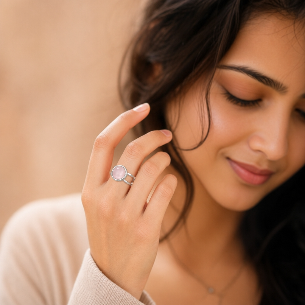 Adjustable Ring with Moonstone | Silver Plated -For Women | Includes: Ring